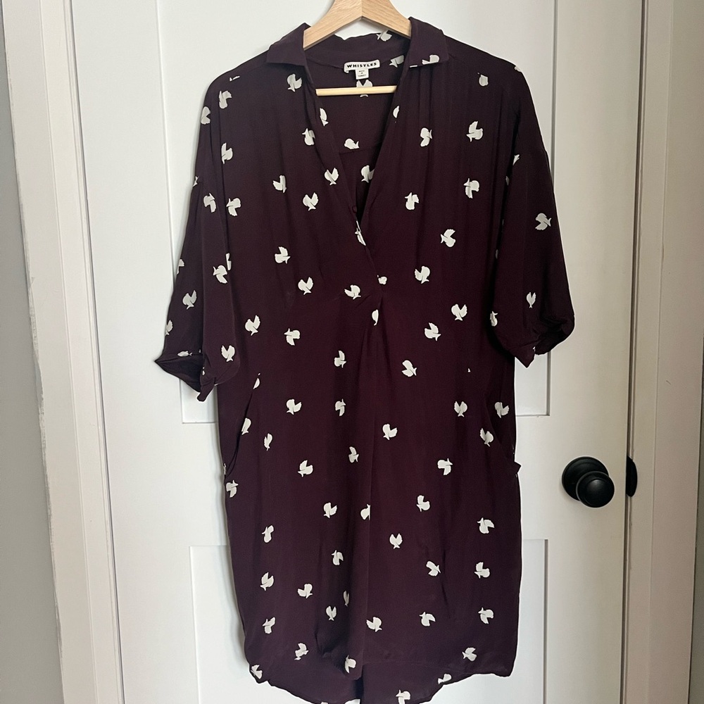 Whistles purple and White Casual Button Down Dress
